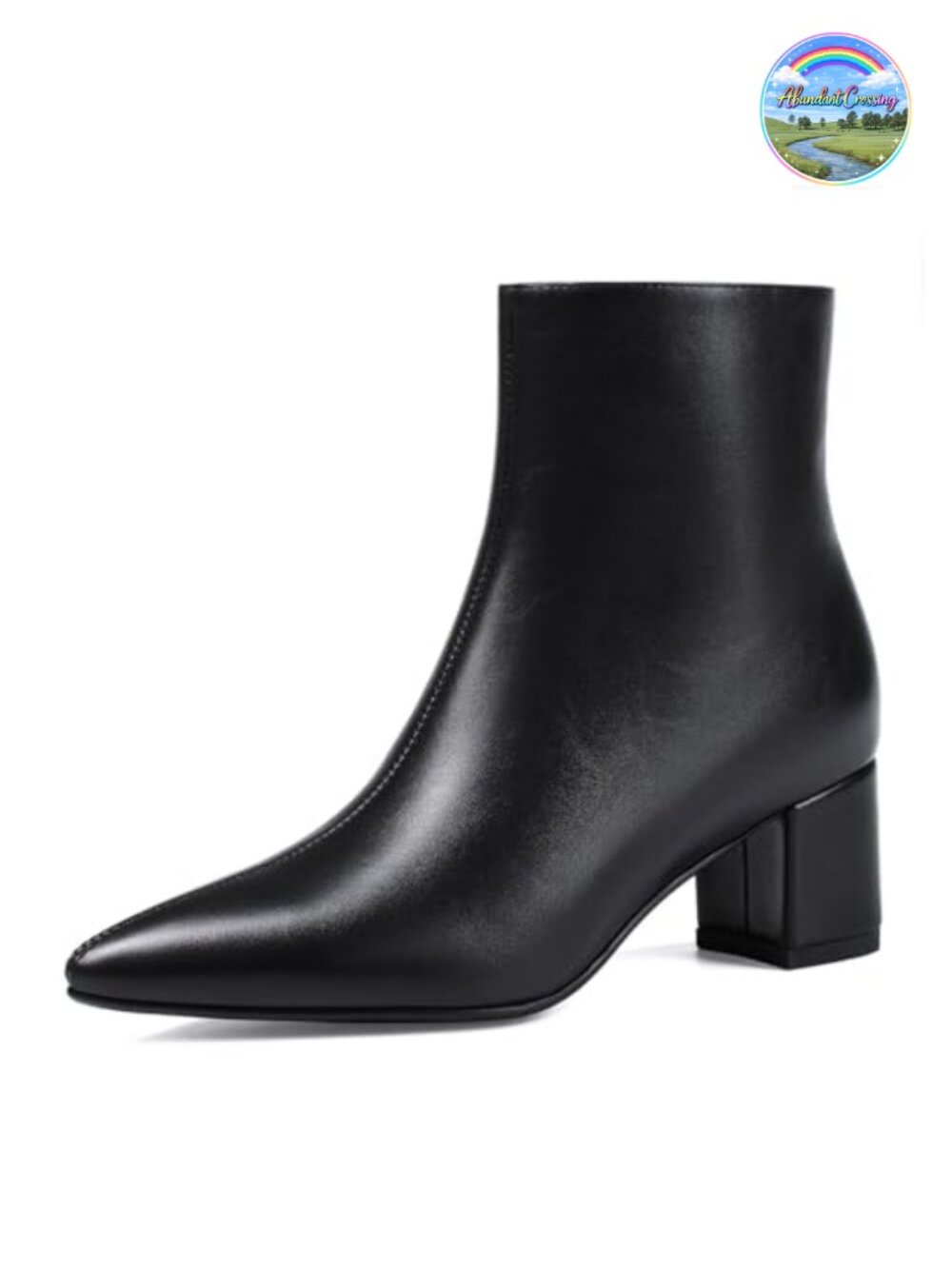 Pointed Toe Ankle Booties Chunky Block Low Heel Slip Resistant